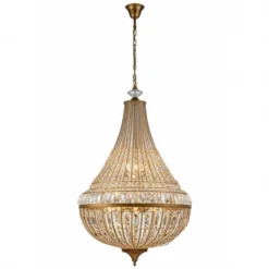 Casa Padrino Luxus Kristall Kronleuchter Gold Ø 80 x H. 135 cm - Prunkvoller Kronleuchter im Empire Stil