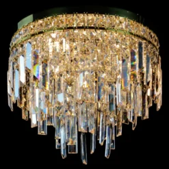 Casa Padrino Luxus Kristall Kronleuchter Gold Ø 35 x H. 30 cm - Prunkvolle Messing Kronleuchter mit böhmischem Kristallglas - Barock Möbel - Edel & Prunkvoll