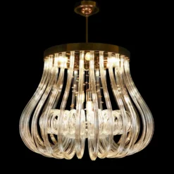 Casa Padrino Luxus Kristall Kronleuchter Gold Ø 60 x H. 50 cm - Prunkvolle Messing Kronleuchter mit böhmischem Kristallglas - Barock Möbel - Edel & Prunkvoll