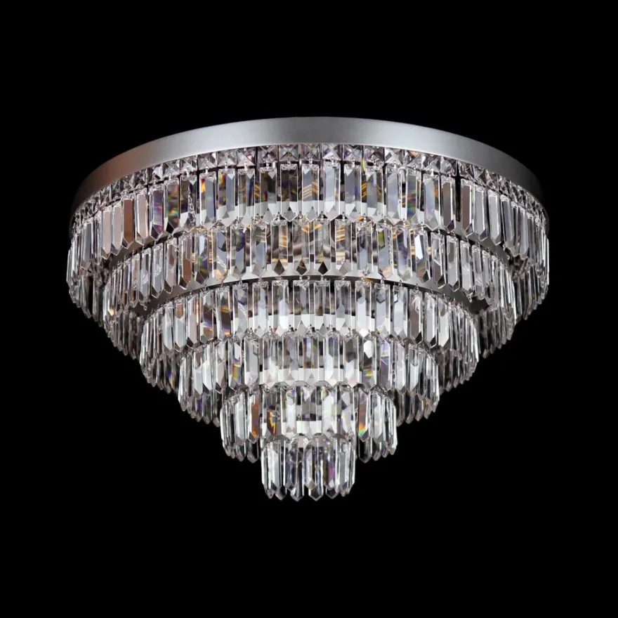 Casa Padrino Luxus Kristall Kronleuchter Silber Ø 60 x H. 43 cm - Prunkvolle Messing Kronleuchter mit böhmischem Kristallglas - Barock Möbel - Edel & Prunkvoll