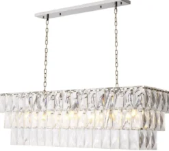 Casa Padrino Luxus Kristall Kronleuchter Silber 140 x 41 x H. 45,5 cm - Luxus Hotel & Restaurant Kronleuchter - Luxus Qualität