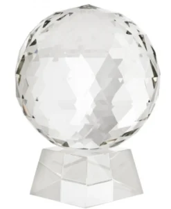 Casa Padrino Luxus Kristall Kugel auf Glas Ständer - Dekoratives Wohnaccessoire - Höhe 25,5 cm - Durchmesser 20 cm