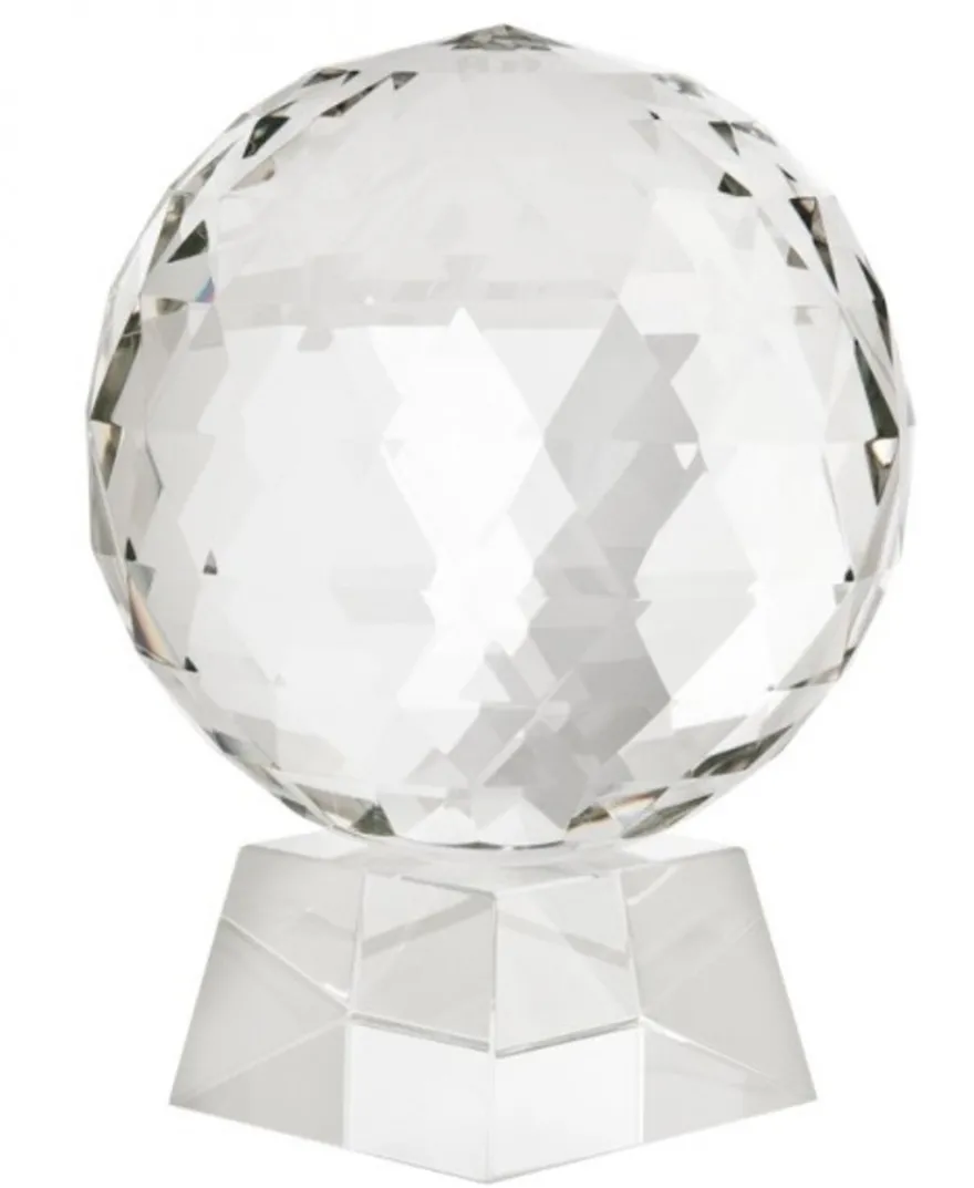 Casa Padrino Luxus Kristall Kugel auf Glas Ständer - Dekoratives Wohnaccessoire - Höhe 25,5 cm - Durchmesser 20 cm