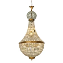 Casa Padrino Luxus Kristall Kronleuchter Gold Ø 34 x H. 80 cm - Prunkvoller Kronleuchter mit Kristallkugel