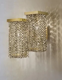Casa Padrino Luxus Kristall Wandleuchte Messing 25 x 23 x H. 35 cm - Wohnzimmer Wandleuchte - Hotel Wandleuchte - Restaurant Wandleuchte - Luxus Leuchten - Luxus Qualität - Made in Italy