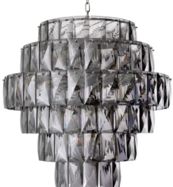 Casa Padrino Luxus Kronleuchter Grau / Silber Ø 80 x H. 80 cm - Moderner runder Kristallglas Kronleuchter - Luxus Qualität
