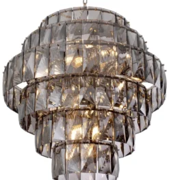 Casa Padrino Luxus Kronleuchter Grau / Silber Ø 80 x H. 80 cm - Moderner runder Kristallglas Kronleuchter - Luxus Qualität
