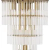 Casa Padrino Luxus Kronleuchter Antik Messingfarben Ø 35,5 x H. 68 cm - Moderner Metall Kronleuchter mit edlen Glasröhren - Luxus Kollektion