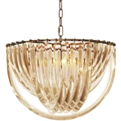 Casa Padrino Luxus Kronleuchter Champagnerfarben / Antik Messing Ø 50 x H. 33 cm - Luxus Kollektion