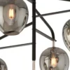Casa Padrino Luxus Kronleuchter Schwarz / Silber / Grau 90,2 x 90,2 x H. 97,8 cm - Kronleuchter mit Glas Lampenschirmen - Luxus Qualität