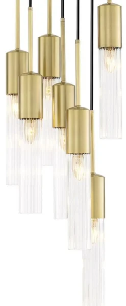 Casa Padrino Luxus Kronleuchter Antik Messingfarben Ø 40 x H. 160 cm - Runder Hotel & Restaurant Kronleuchter - Luxus Qualität