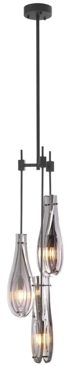Casa Padrino Luxus Kronleuchter Bronzefarben / Grau Ø 30 x H. 95,5 cm - Moderner Metall Kronleuchter mit Glas Lampenschirmen - Luxus Qualität