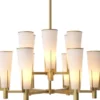 Casa Padrino Luxus Kronleuchter Antik Messingfarben / Weiß Ø 87 x H. 56,5 cm - Moderner Metall Kronleuchter mit Glas Lampenschirmen - Luxus Kollektion