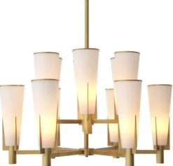 Casa Padrino Luxus Kronleuchter Antik Messingfarben / Weiß Ø 87 x H. 56,5 cm - Moderner Metall Kronleuchter mit Glas Lampenschirmen - Luxus Kollektion