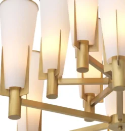 Casa Padrino Luxus Kronleuchter Antik Messingfarben / Weiß Ø 87 x H. 56,5 cm - Moderner Metall Kronleuchter mit Glas Lampenschirmen - Luxus Kollektion