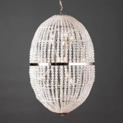 Casa Padrino Luxus Kronleuchter Messing Vernickelt Ø 50 x H. 85 cm - Handgefertigter Kronleuchter aus Messing mit Kristallbehang - Luxus Kollektion - Edel & Prunkvoll