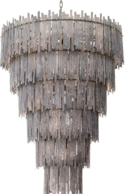Casa Padrino Luxus Kronleuchter Grau / Messing Ø 116 x H. 153 cm - Runder Glas Kronleuchter - Wohnzimmer Kronleuchter - Hotel Kronleuchter - Luxus Möbel - Luxus Interior