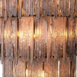 Casa Padrino Luxus Kronleuchter Grau / Messing Ø 116 x H. 153 cm - Runder Glas Kronleuchter - Wohnzimmer Kronleuchter - Hotel Kronleuchter - Luxus Möbel - Luxus Interior