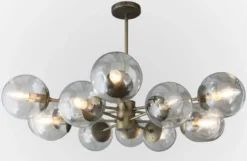 Casa Padrino Luxus Kronleuchter Bronze Ø 90 x H. 15 cm - Wohnzimmer Kronleuchter mit runden Glas Lampenschirmen - Hotel Kronleuchter - Restaurant Kronleuchter - Luxus Kollektion