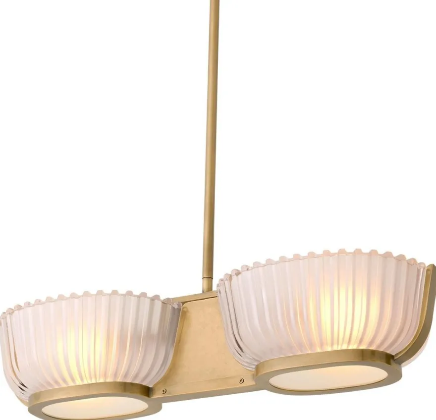 Casa Padrino Luxus Kronleuchter Vintage Messing 67,5 x 24,5 x H. 142,5 cm - Wohnzimmer Kronleuchter - Hotel Kronleuchter - Restaurant Kronleuchter - Luxus Qualität - Luxus Möbel