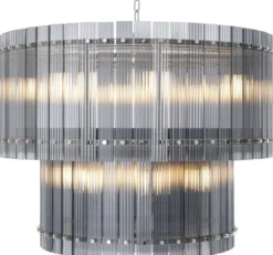 Casa Padrino Luxus Kronleuchter Grau / Silber Ø 93 x H. 70 cm - Runder Hotel & Restaurant Kronleuchter - Luxus Qualität