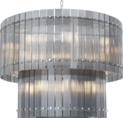 Casa Padrino Luxus Kronleuchter Grau / Silber Ø 93 x H. 70 cm - Runder Hotel & Restaurant Kronleuchter - Luxus Qualität
