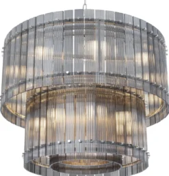 Casa Padrino Luxus Kronleuchter Grau / Silber Ø 93 x H. 70 cm - Runder Hotel & Restaurant Kronleuchter - Luxus Qualität