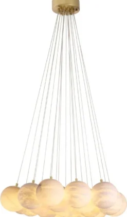 Casa Padrino Luxus Kronleuchter Alabaster / Antik Messing Ø 75 x H. 170 cm - Wohnzimmer Kronleuchter mit Alabaster Lampenschirmen - Luxus Qualität