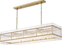 Casa Padrino Luxus Kronleuchter Antik Messingfarben 140,5 x 39 x H. 27 cm - Rechteckiger Hotel & Restaurant Kronleuchter - Luxus Kollektion