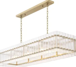 Casa Padrino Luxus Kronleuchter Antik Messingfarben 140,5 x 39 x H. 27 cm - Rechteckiger Hotel & Restaurant Kronleuchter - Luxus Kollektion