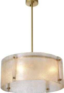 Casa Padrino Luxus Kronleuchter Antik Messingfarben Ø 68 x H. 28,5 cm - Runder Metall Kronleuchter mit Lampenschirm aus mundgeblasenem Glas - Luxus Qualität