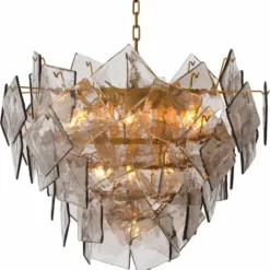 Casa Padrino Luxus Kronleuchter Antik Messing / Grau Ø 80 cm - Luxus Qualität