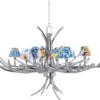 Casa Padrino Luxus Kronleuchter Geweih Silber / Mehrfarbig Ø 163 x H. 87 cm - Luxus Möbel