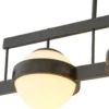 Casa Padrino Luxus Kronleuchter Bronzefarben / Weiß 140 x 22 x H. 30 cm - Moderner Metall Kronleuchter mit runden Glas Lampenschirmen - Luxus Kollektion