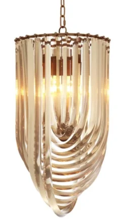Casa Padrino Luxus Kronleuchter Champagnerfarben / Antik Messing Ø 35 x H. 65 cm - Luxus Kollektion