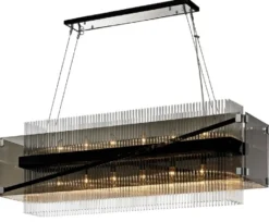 Casa Padrino Luxus Kronleuchter Silber / Schwarz / Dunkelbronze 126,4 x 31,8 x H. 44,5 cm - Wohnzimmer Kronleuchter - Luxus Qualität
