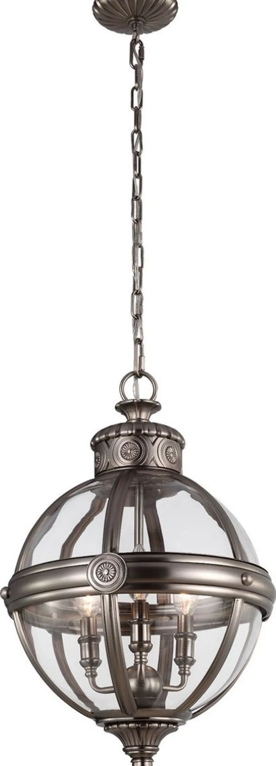 Casa Padrino Luxus Kronleuchter Antik Silber Ø 37,1 x H. 54,9 cm - Runder Kronleuchter im Viktorianischen Stil - Hotel & Restaurant Kronleuchter