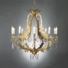 Casa Padrino Luxus Kronleuchter Gold Ø 100 x H. 100 cm - Handgefertigter Kronleuchter aus Schmiedeeisen mit Kristallbehang - Luxus Kollektion - Edel & Prunkvoll