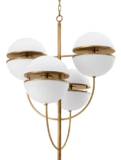 Casa Padrino Luxus Kronleuchter Antik Messing / Weiß Ø 81 x H. 107 cm - Luxus Qualität