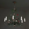 Casa Padrino Luxus Kronleuchter Mehrfarbig B. 130 x H. 110 cm - Handgefertigter Kronleuchter aus Schmiedeeisen mit handgeformten Blüten - Luxus Kollektion - Edel & Prunkvoll
