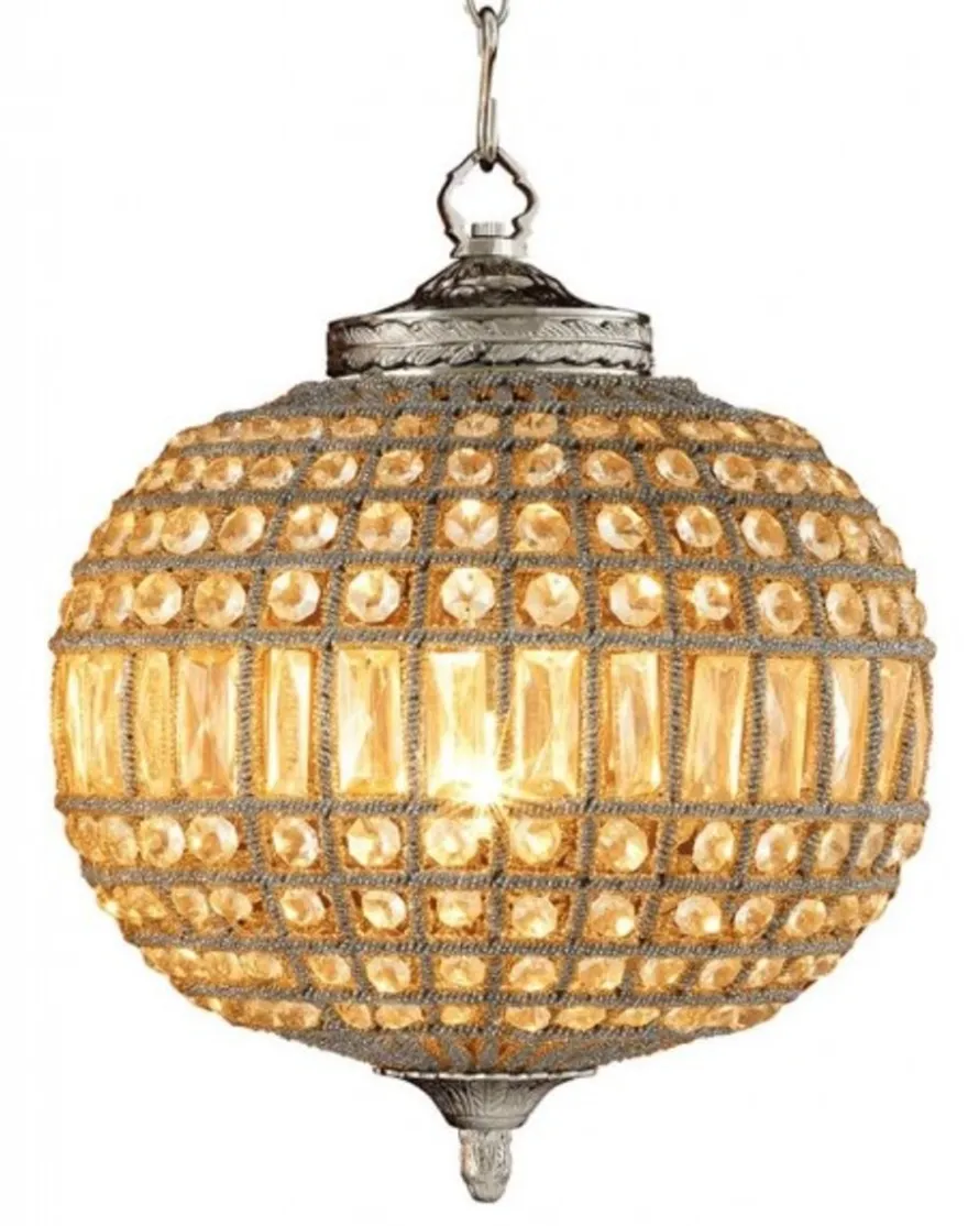 Casa Padrino Luxus Kronleuchter - Edle Hängeleuchte in Nickel - Durchmesser 38 x H 45 cm