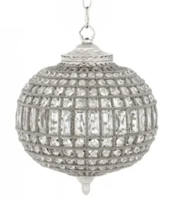 Casa Padrino Luxus Kronleuchter - Edle Hängeleuchte in Nickel - Durchmesser 38 x H 45 cm