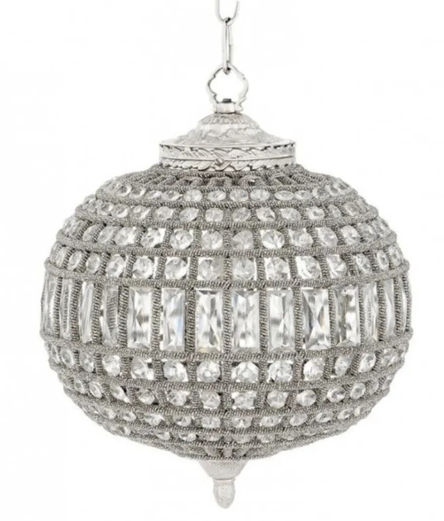 Casa Padrino Luxus Kronleuchter - Edle Hängeleuchte in Nickel - Durchmesser 38 x H 45 cm