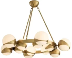 Casa Padrino Luxus Kronleuchter Antik Messingfarben / Weiß Ø 96 x H. 73 cm - Luxus Möbel