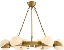 Casa Padrino Luxus Kronleuchter Antik Messingfarben / Weiß Ø 96 x H. 73 cm - Luxus Möbel