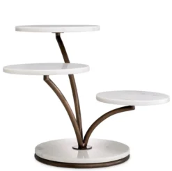 Casa Padrino Luxus Kuchen & Keks Etagere Weiß / Bronze 50 x 50 x H. 40 cm