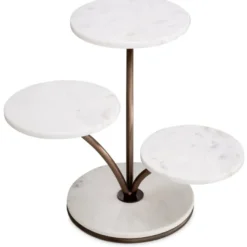Casa Padrino Luxus Kuchen & Keks Etagere Weiß / Bronze 50 x 50 x H. 40 cm