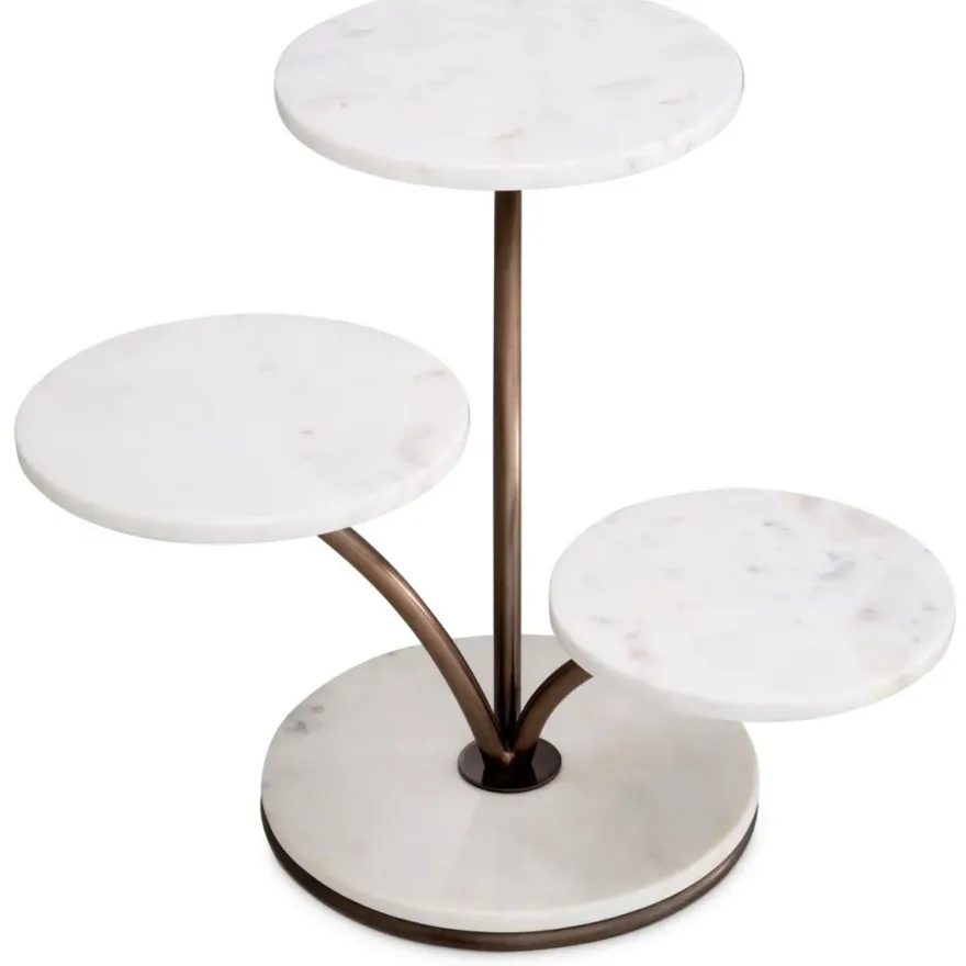 Casa Padrino Luxus Kuchen & Keks Etagere Weiß / Bronze 50 x 50 x H. 40 cm