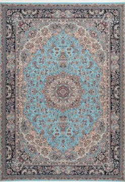 Casa Padrino Luxus Kunstfaser Teppich mit Fransen Mehrfarbig - Verschiedene Größen - Rechteckiger Wohnzimmer Teppich im Orientalischen Stil