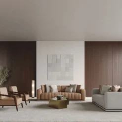 Casa Padrino Luxus Kunstleder Sofa Braun 265 cm - Hotel & Wohnzimmer Möbel